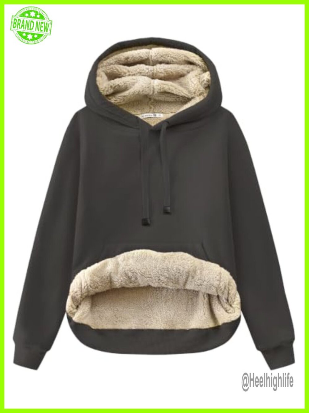 Sherpa Lined Cotton Pullover Hoodie Kangaroo Pocket Winter Sweatshirt